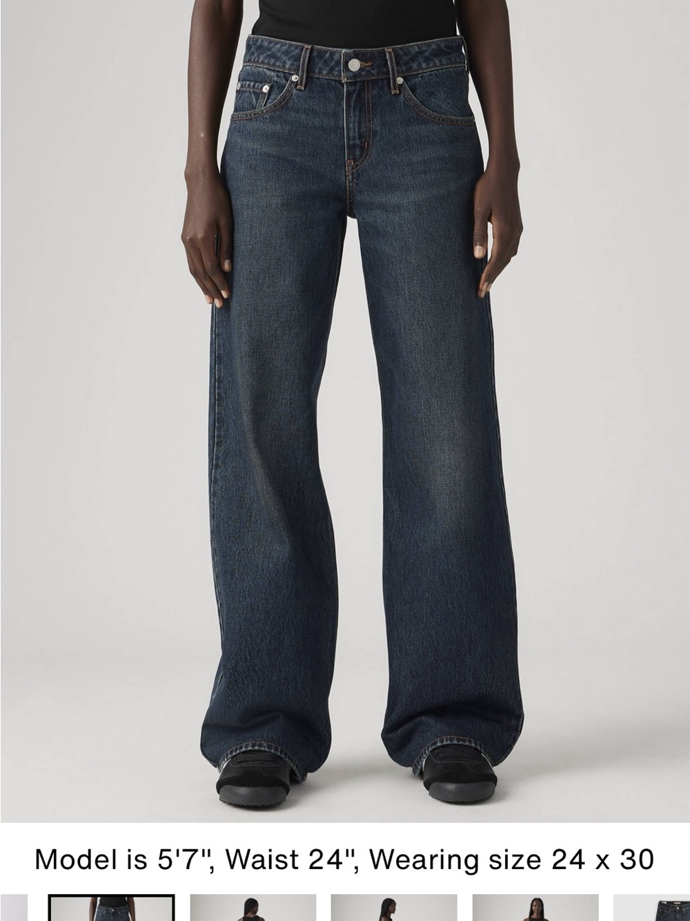Wide Leg Dark Wash Women's Jeans - Dark Blue
